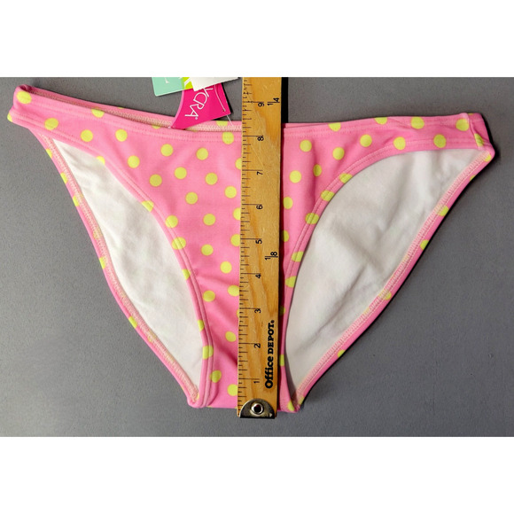 Agua Doce Polka Dot Full Bikini Bottom Swimsuit Womens M Beachwear Pink Yellow - Picture 4 of 10